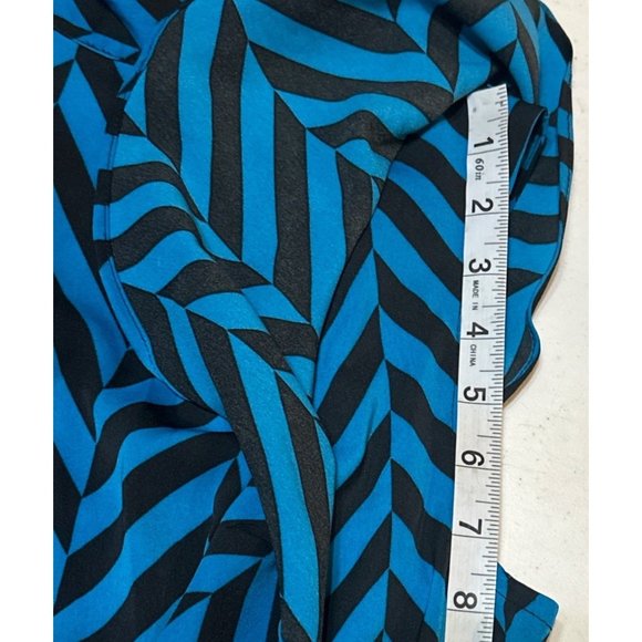 Worthington Chevron Ruffled Blouse Short-Sleeved 100% Polyester Women's Size M - Picture 10 of 14